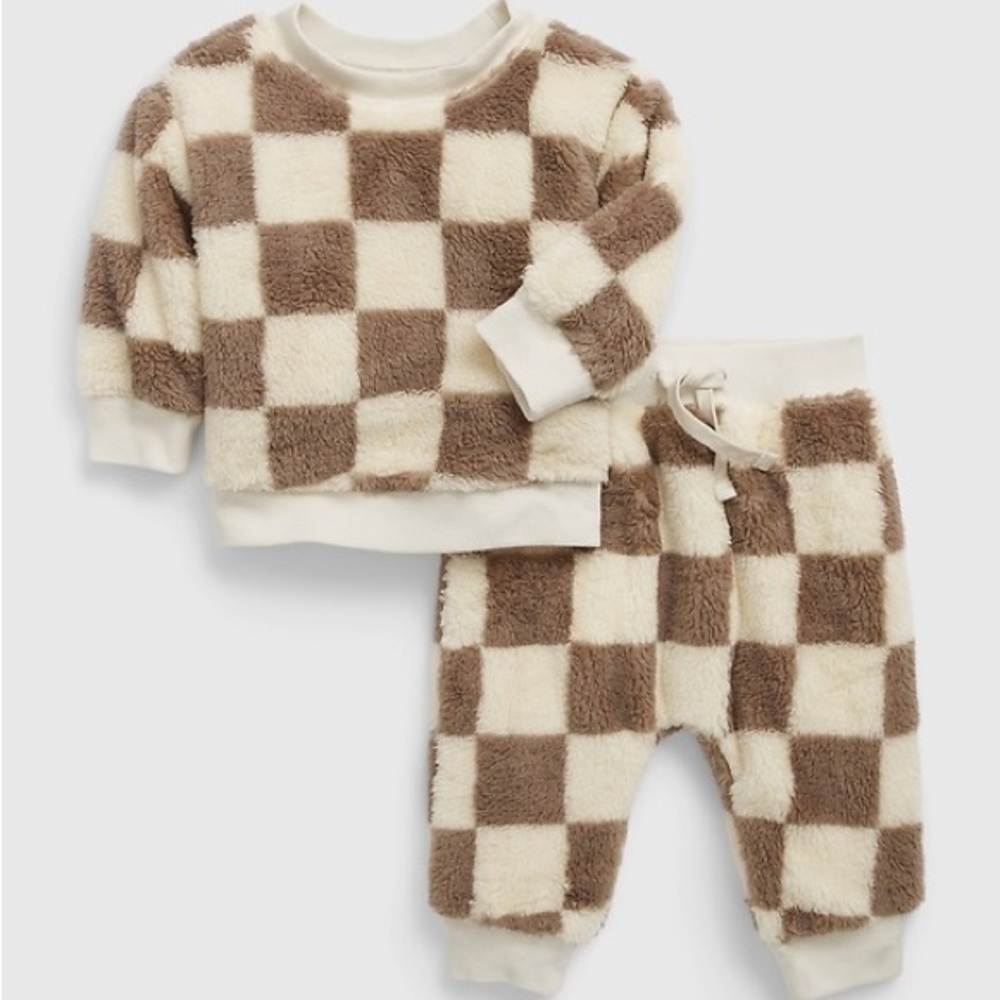GAP Baby Checkered Sherpa Outfit Set